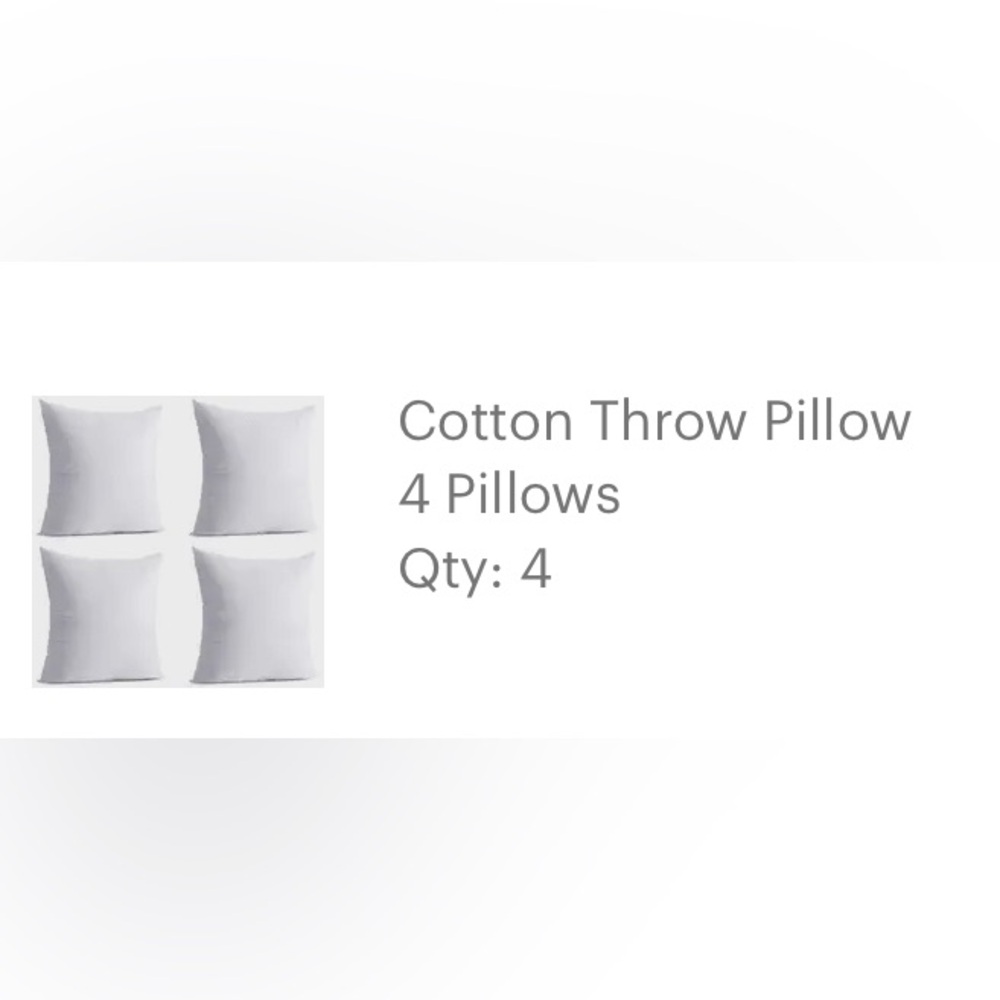 Set of 4 cotton pillow inserts (new in package)